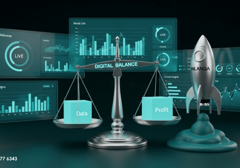 لوحة تحكم رقمية متطورة تعرض رسوماً بيانية حية وتوقعات ذكية لسلوك المستهلك مع شعار ويباوي - 2026.