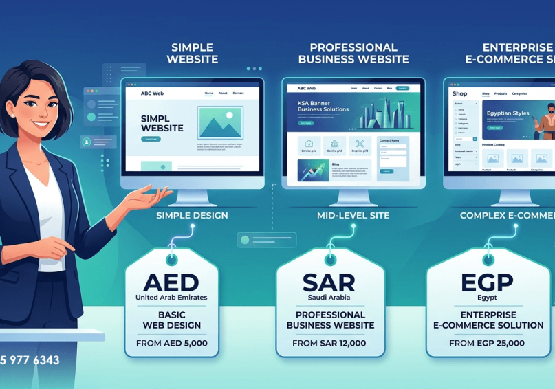تعرف على تكلفة تصميم موقع إلكتروني في السعودية والإمارات ومصر عام 2026. دليل شامل بأسعار محدثة ونصائح لاختيار الأنسب لمشروعك.
