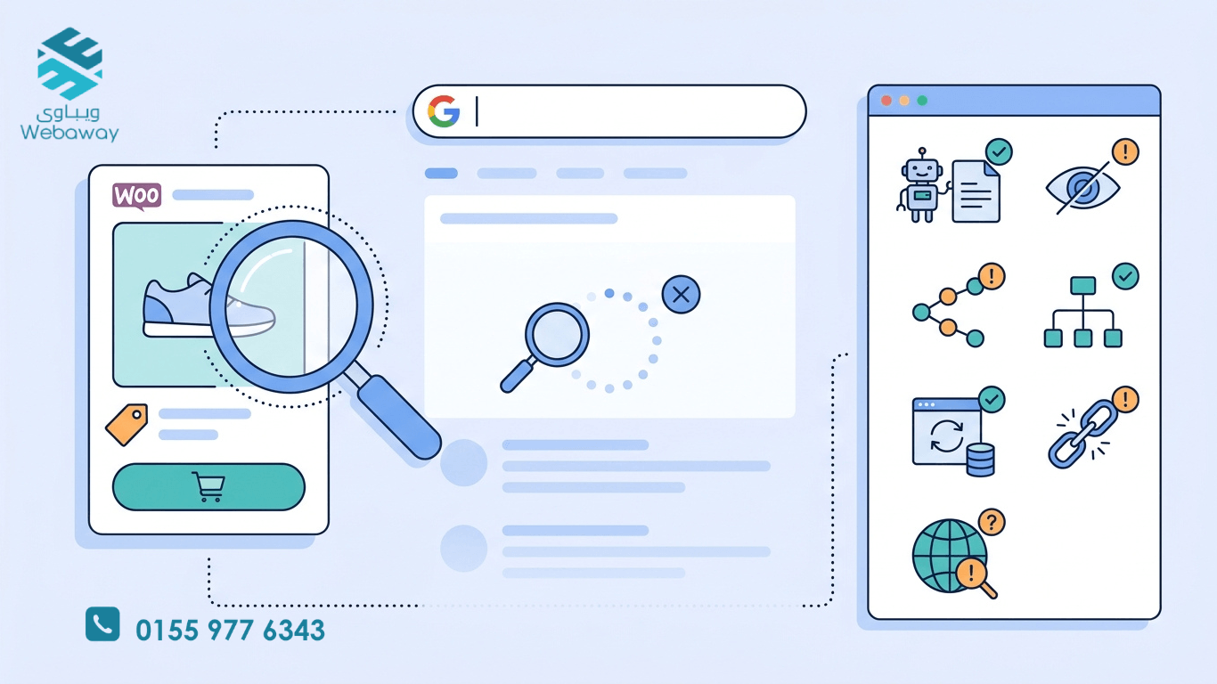فهرسة منتجات WooCommerce، منتج مش ظاهر في جوجل، مشكلة فهرسة WooCommerce، Search Console منتج